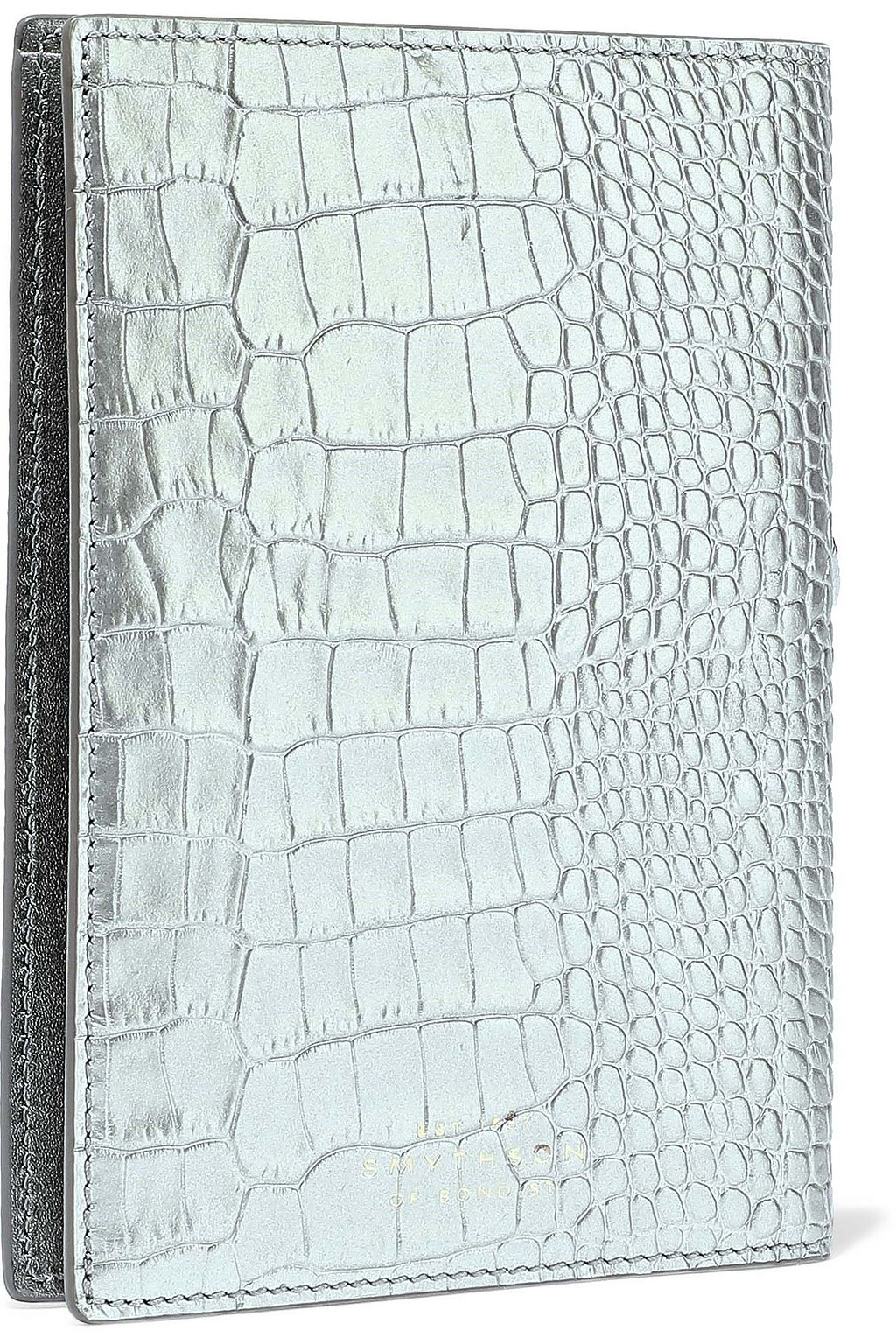 SMYTHSON Mara metallic croc-effect leather passport cover