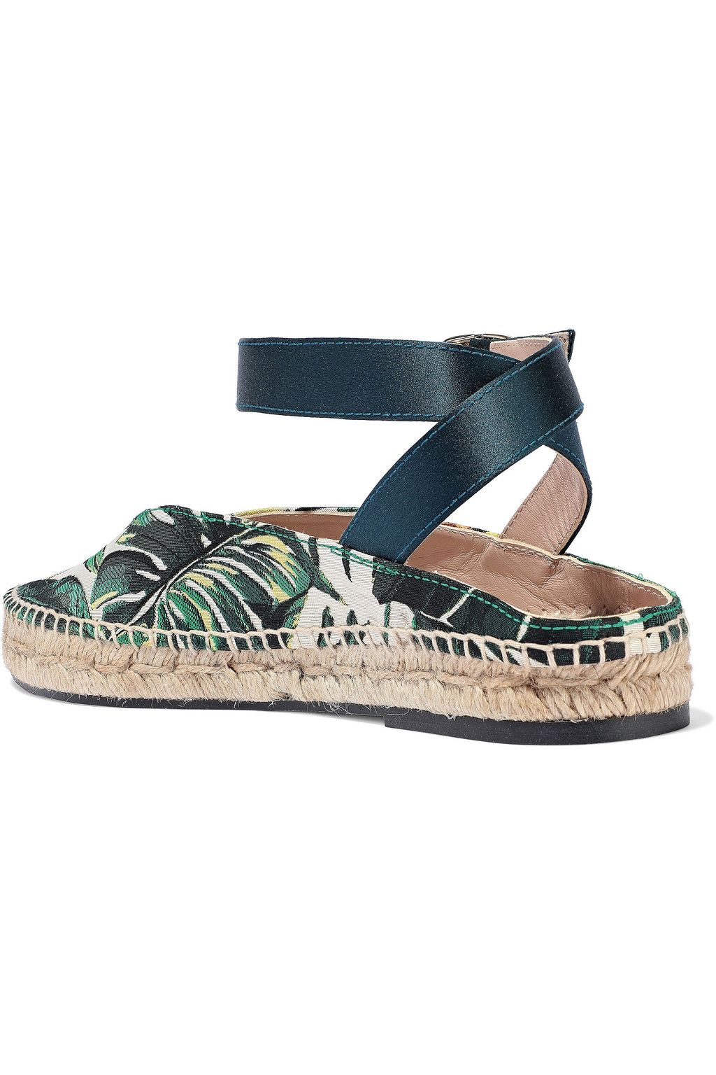 STUART WEITZMAN Satin-trimmed floral-jacquard espadrilles