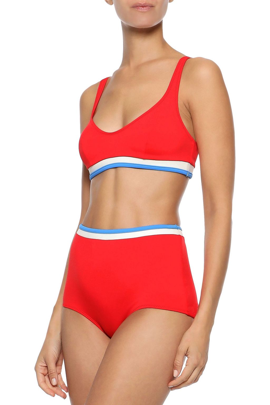 SOLID & STRIPED The Katie striped high-rise bikini briefs
