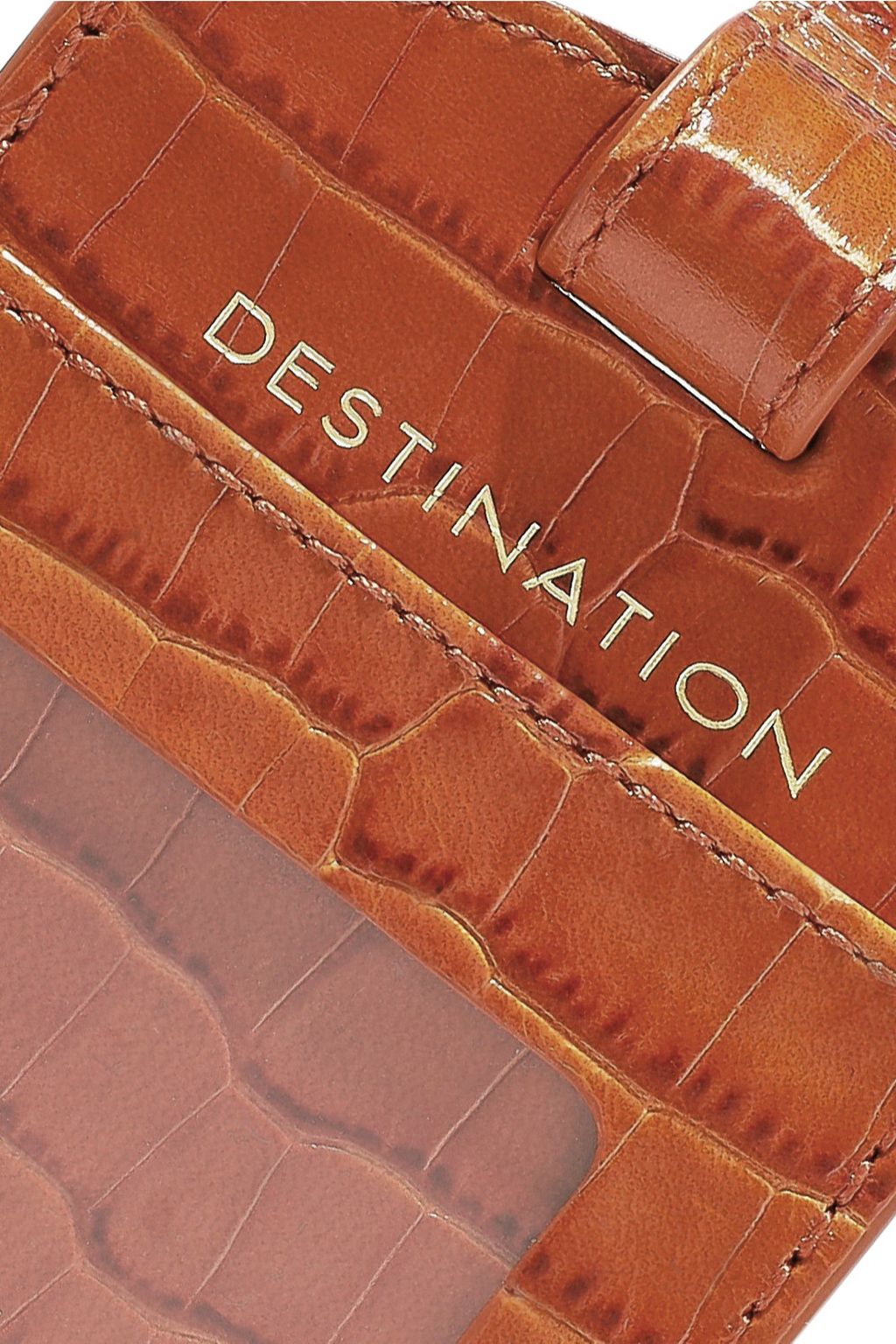 SMYTHSON Mara croc-effect leather luggage tag