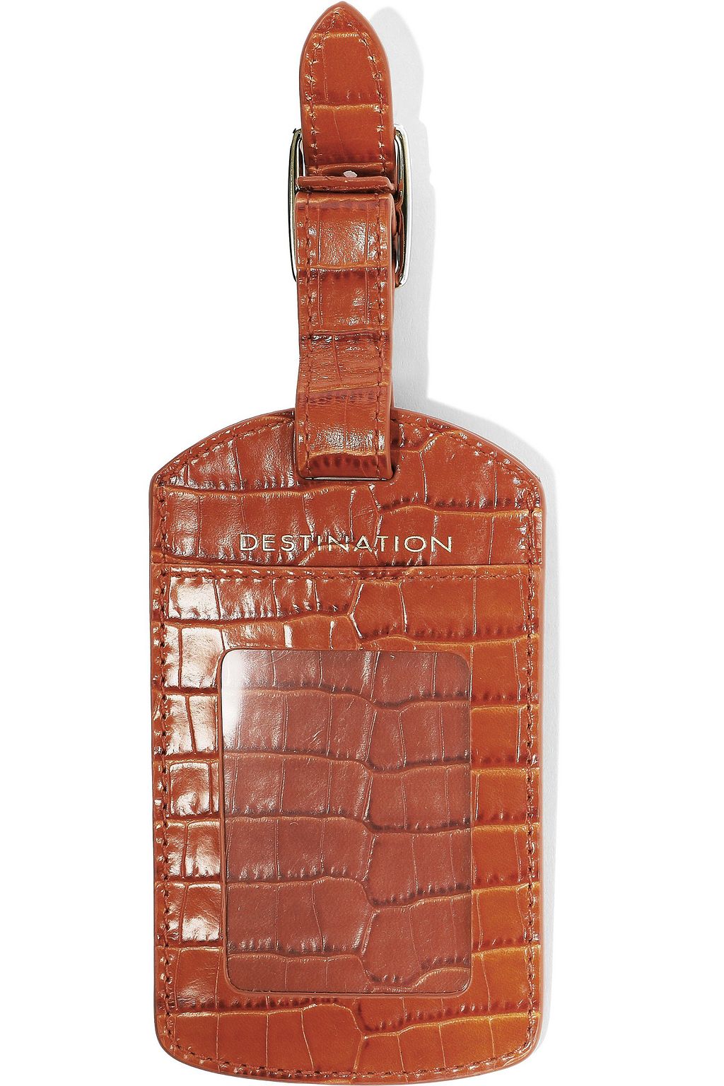 SMYTHSON Mara croc-effect leather luggage tag