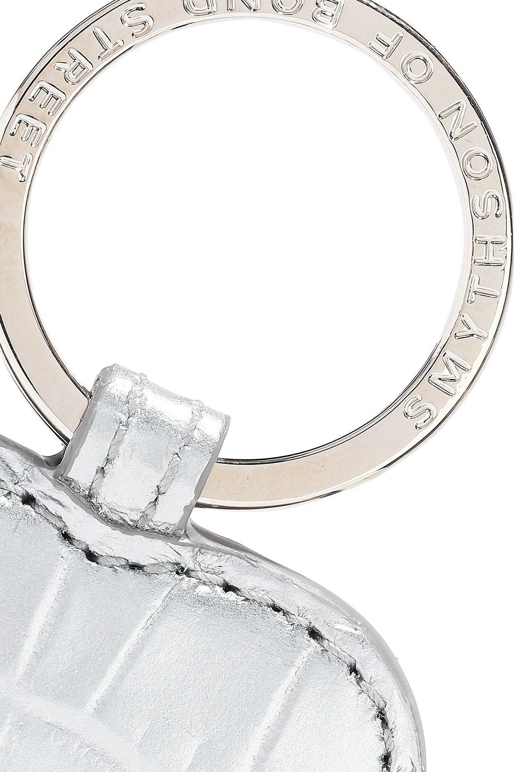 SMYTHSON Mara metallic croc-effect leather keychain