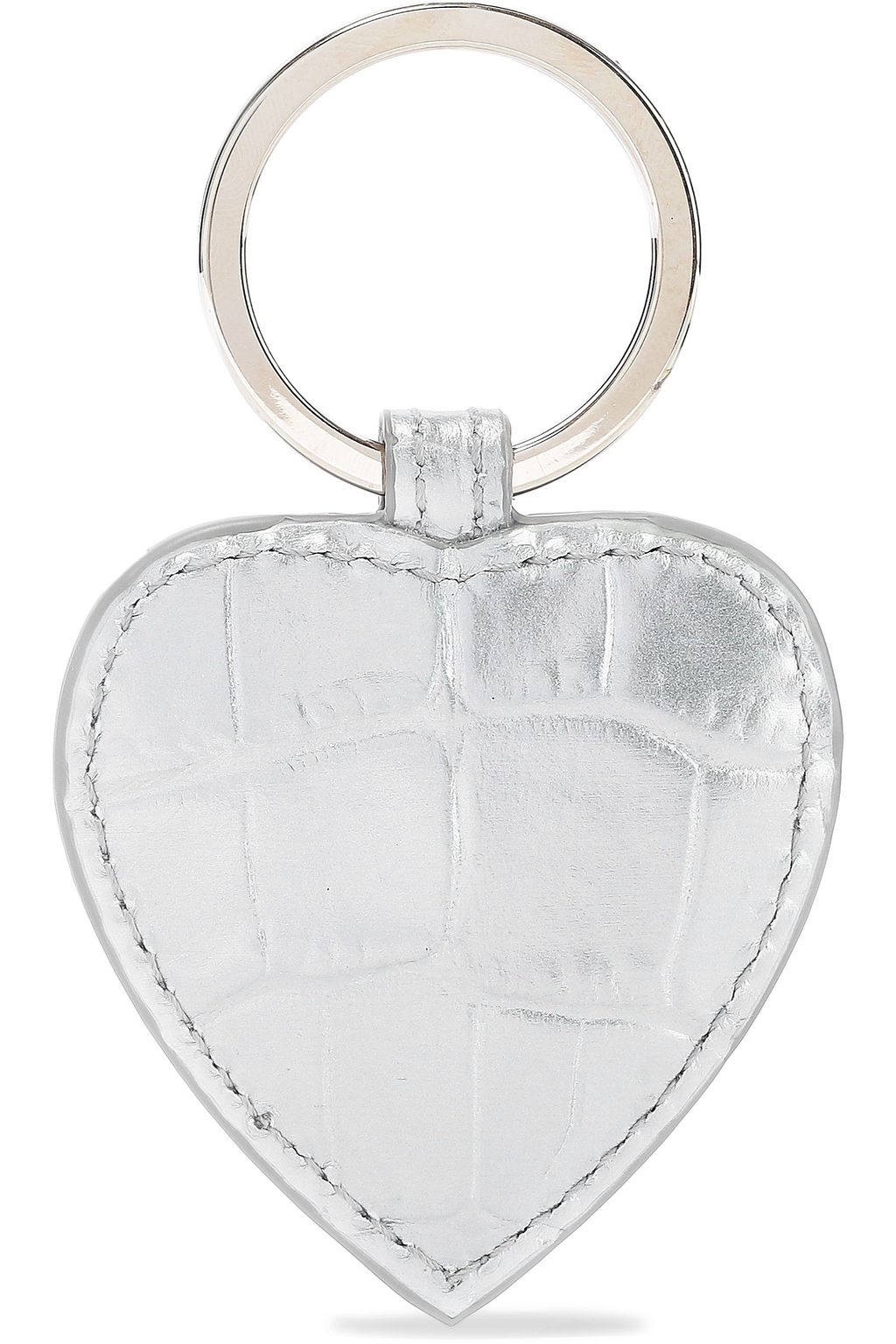 SMYTHSON Mara metallic croc-effect leather keychain