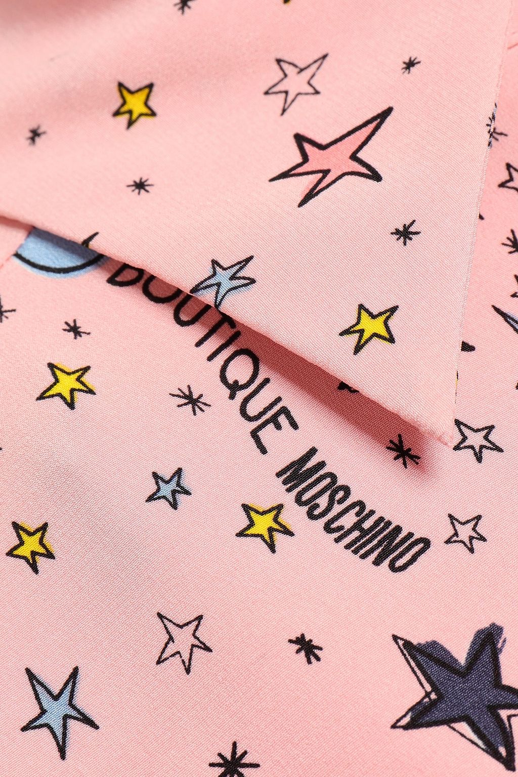 BOUTIQUE MOSCHINO Belted printed silk-blend mini shirt dress