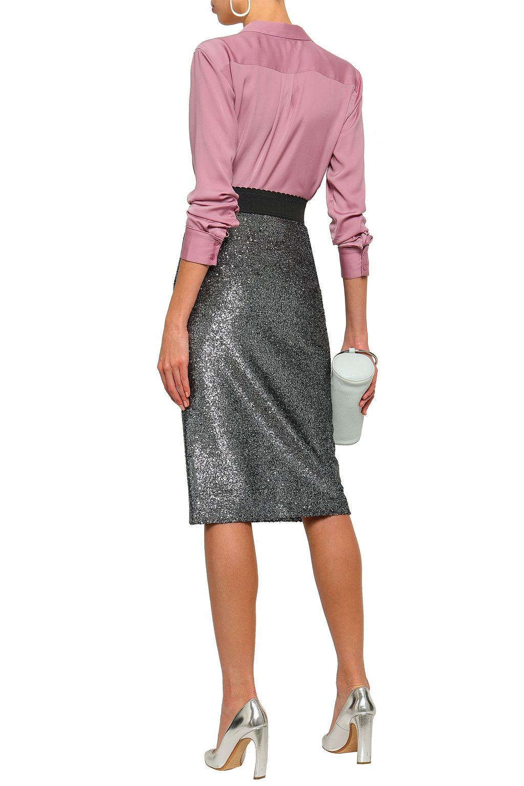 BOUTIQUE MOSCHINO Metallic coated bouclé pencil skirt
