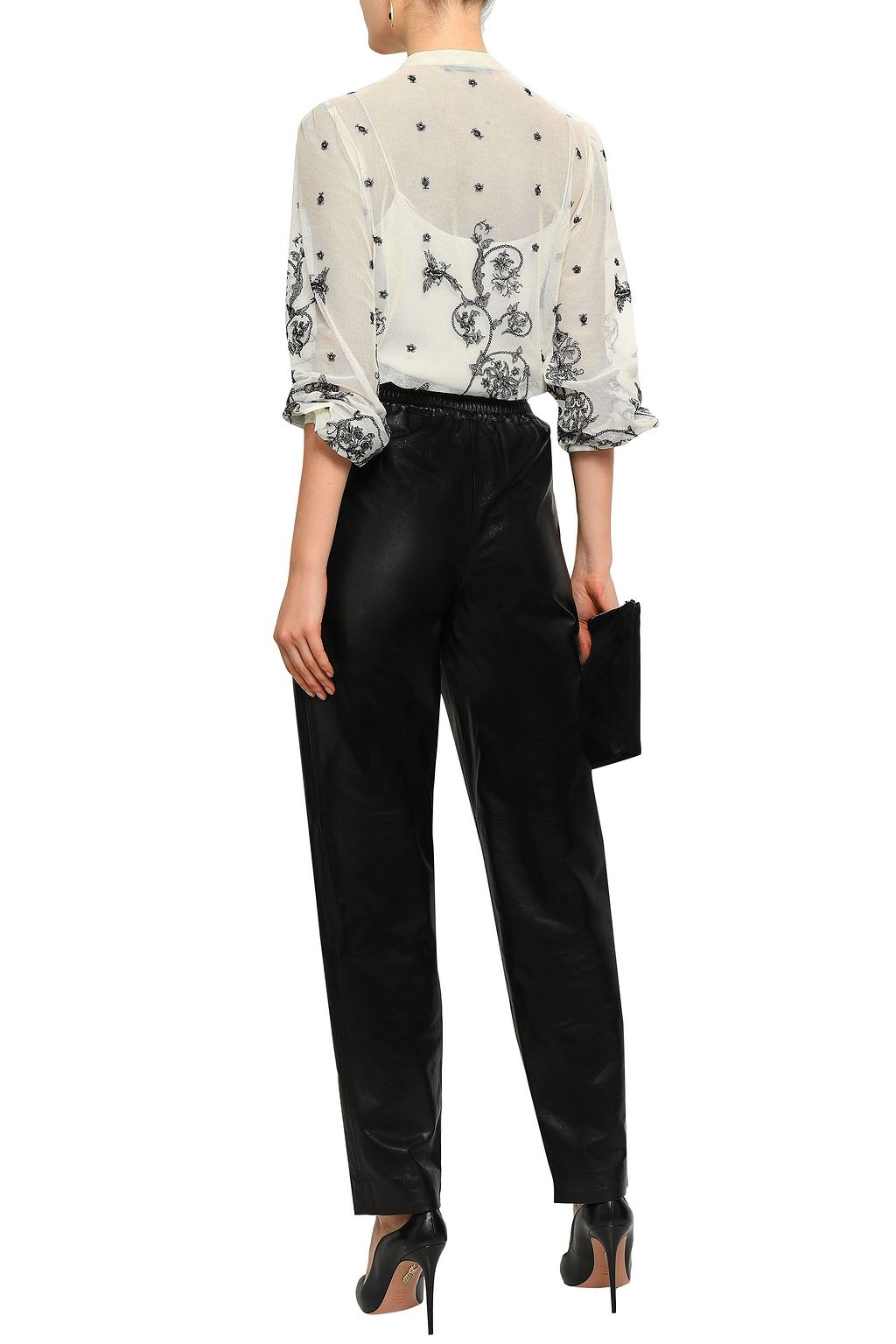 ALBERTA FERRETTI Belted leather tapered pants