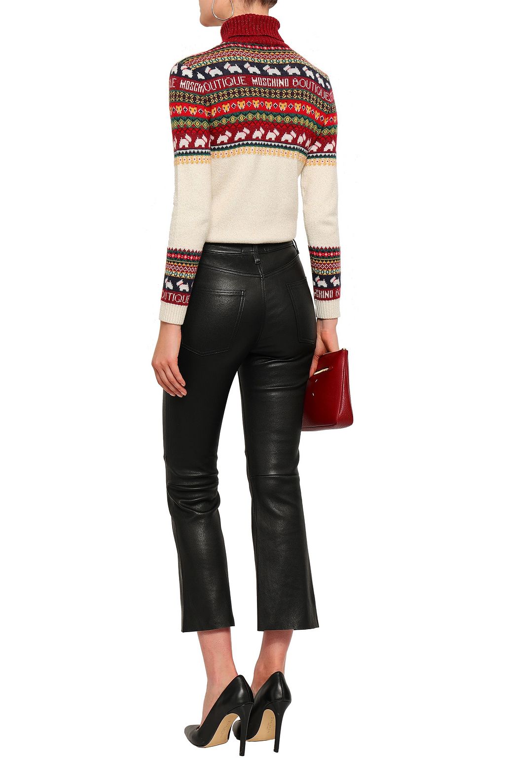 BOUTIQUE MOSCHINO Metallic jacquard-knit turtleneck sweater