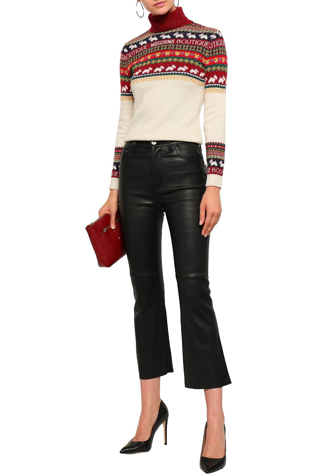 BOUTIQUE MOSCHINO Metallic jacquard-knit turtleneck sweater
