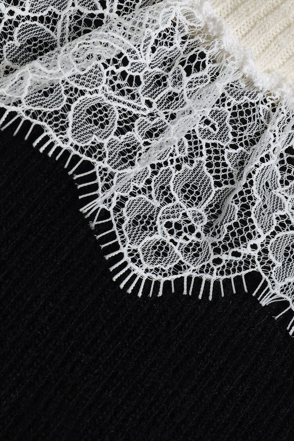 PHILOSOPHY DI LORENZO SERAFINI Lace-trimmed ribbed-knit wool-blend mini dress