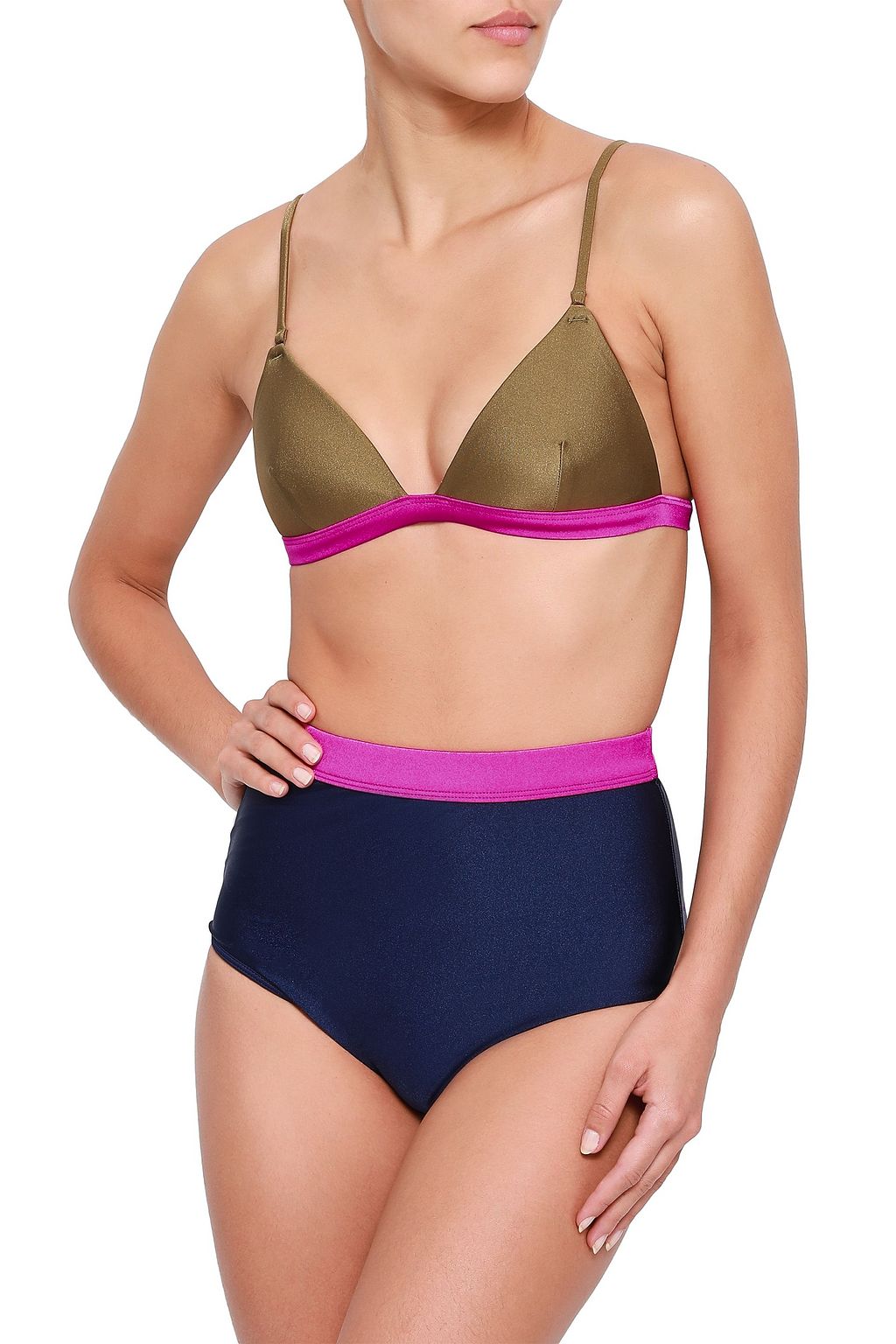 ZIMMERMANN Two-tone high-rise bikini briefs