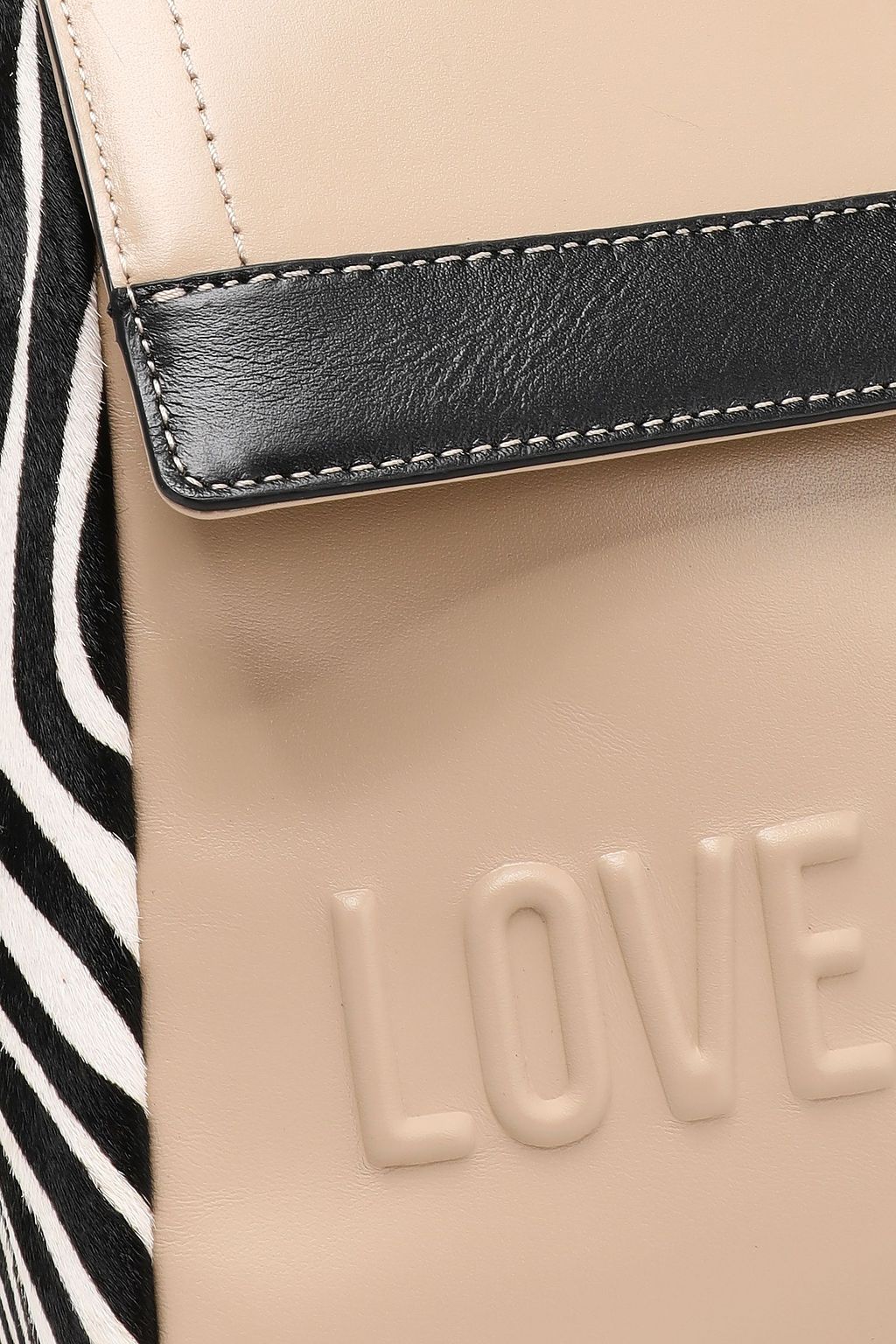 LOVE MOSCHINO Embossed zebra-print calf hair and leather backpack