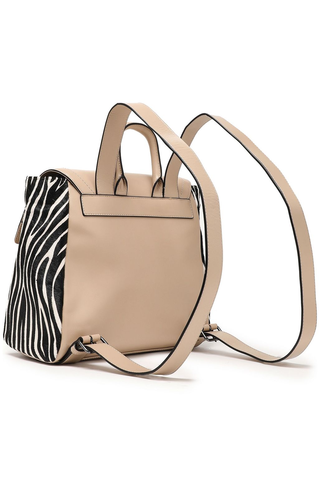 LOVE MOSCHINO Embossed zebra-print calf hair and leather backpack