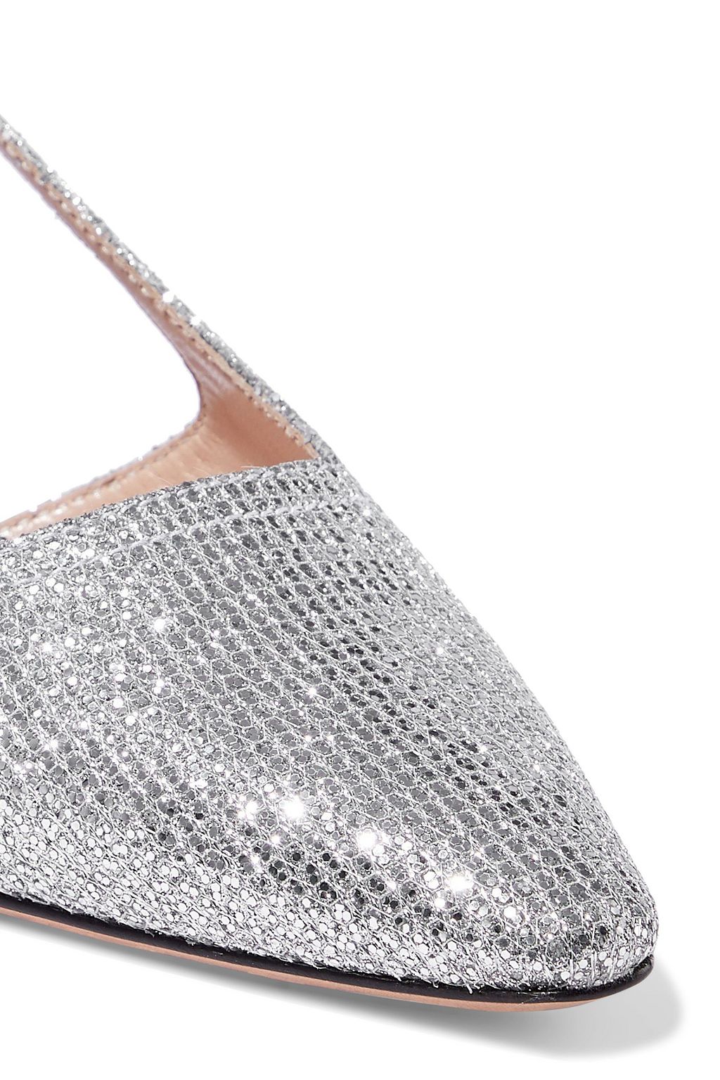 CASADEI Cutout glittered woven pumps