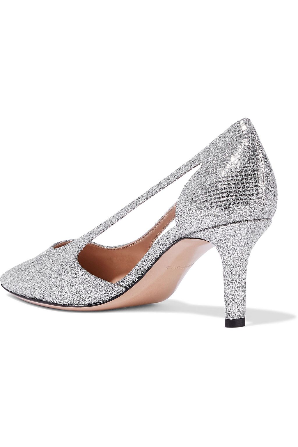CASADEI Cutout glittered woven pumps