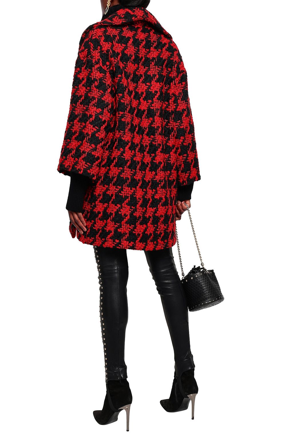 BALMAIN Oversized houndstooth wool-blend bouclé coat