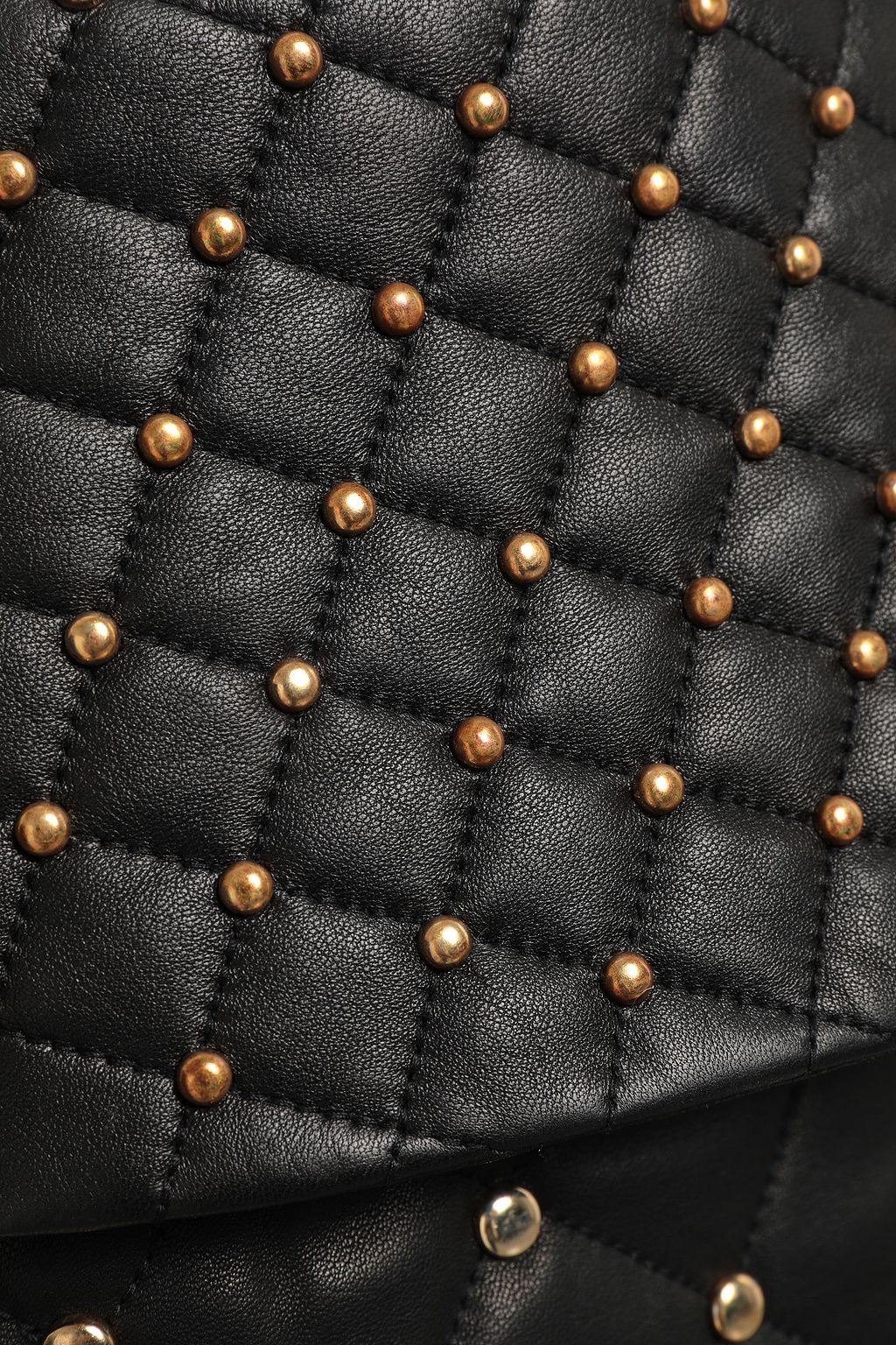 BALMAIN Wrap-effect studded quilted leather mini skirt