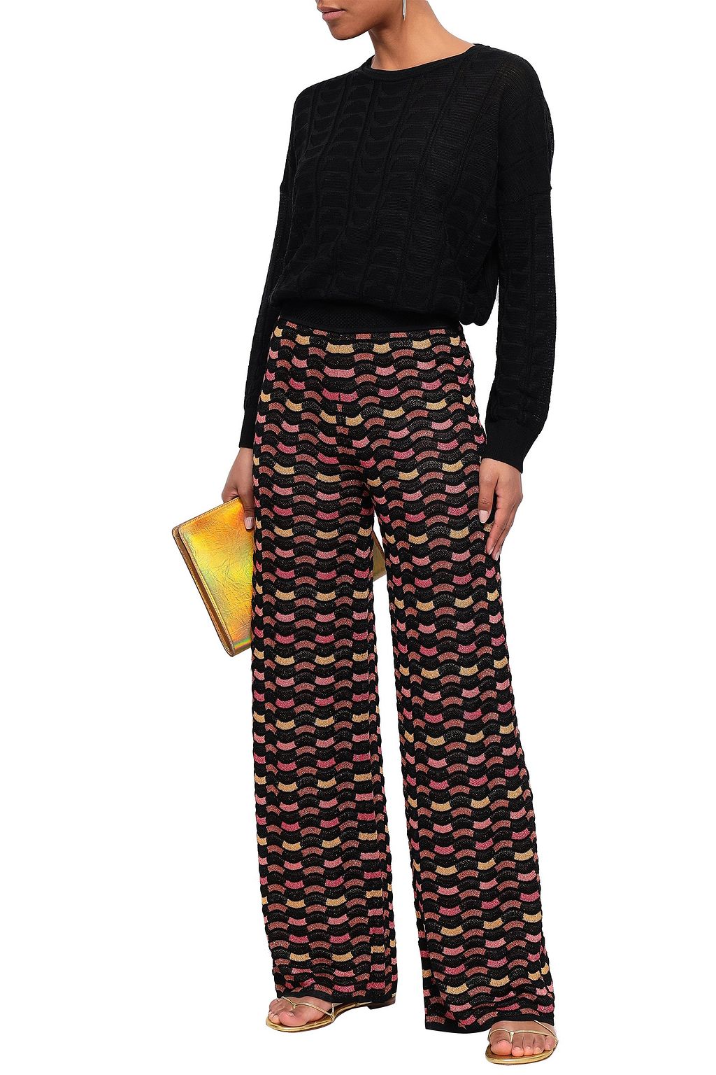 M MISSONI Metallic jacquard-knit wide-leg pants