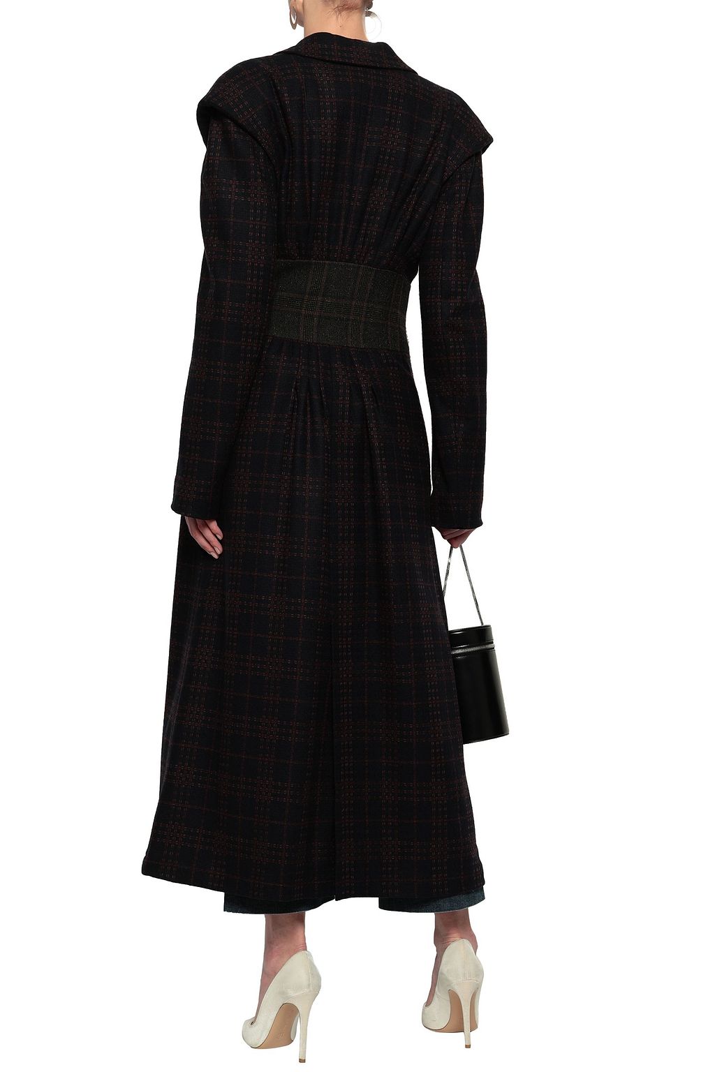 ROSIE ASSOULIN Belted checked wool-blend felt coat