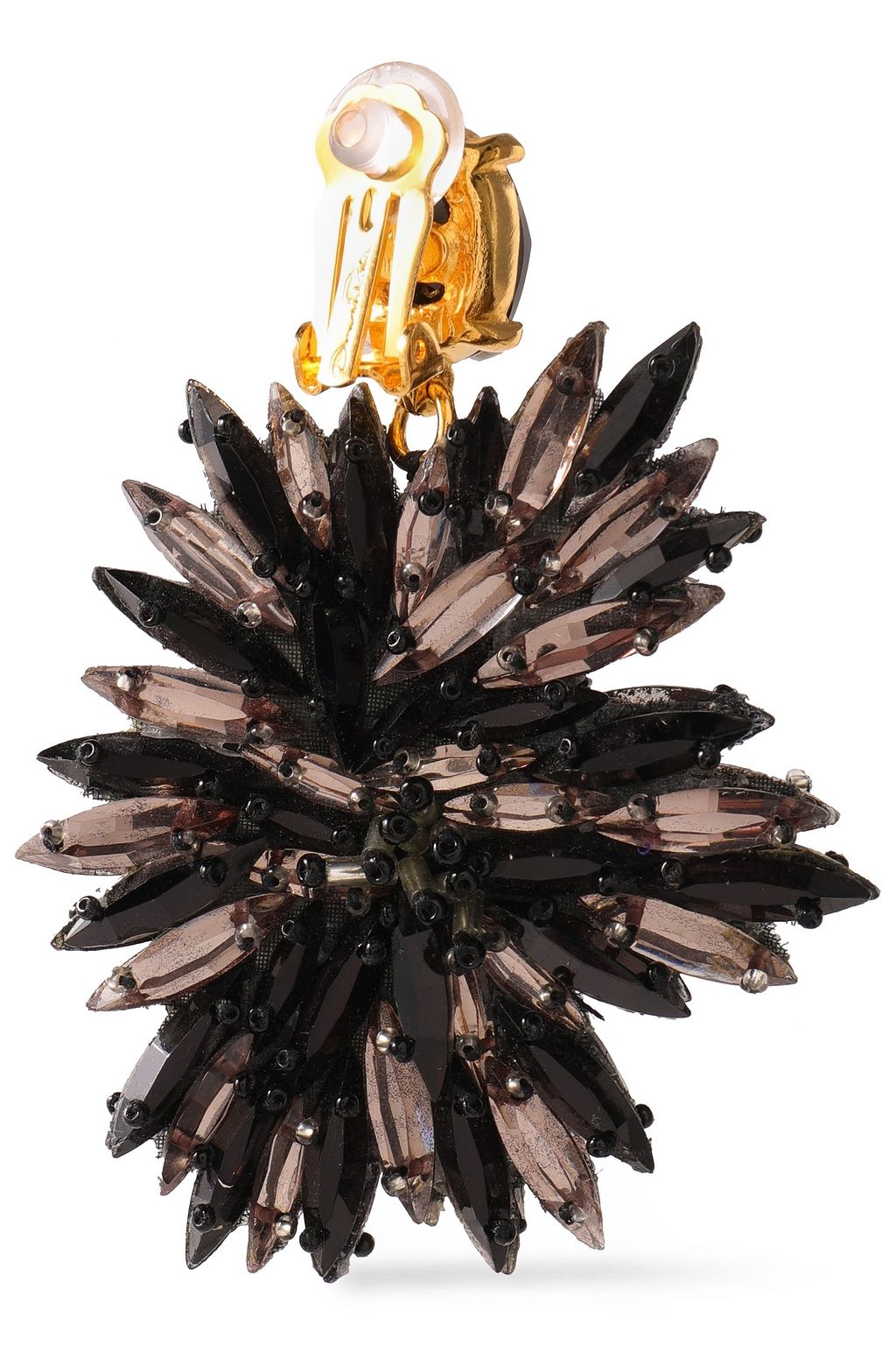 OSCAR DE LA RENTA Gold-tone, crystal and beaded clip earrings