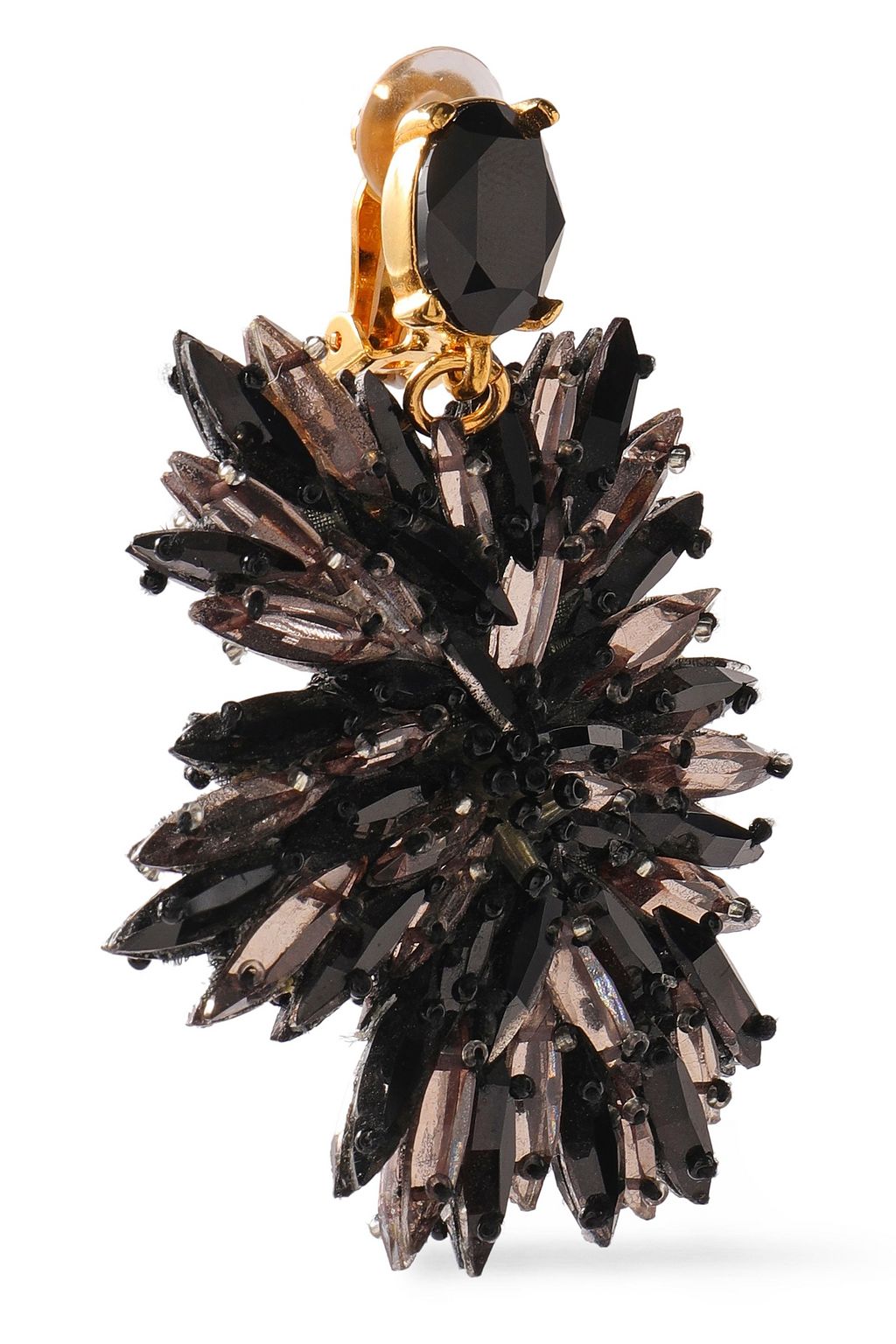 OSCAR DE LA RENTA Gold-tone, crystal and beaded clip earrings