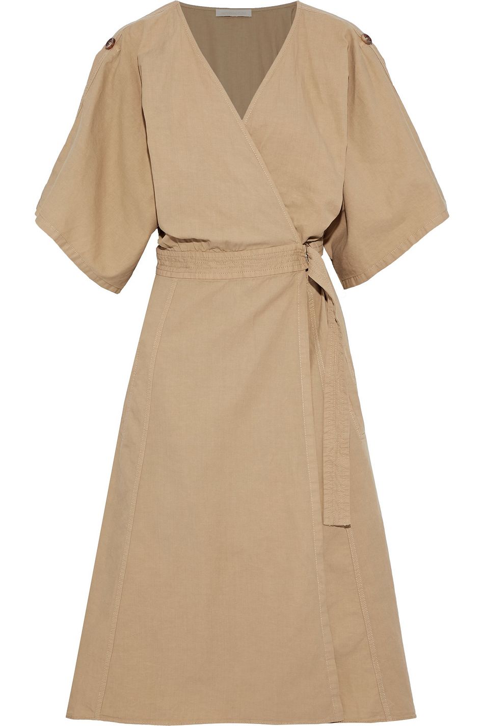 linen wrap midi dress
