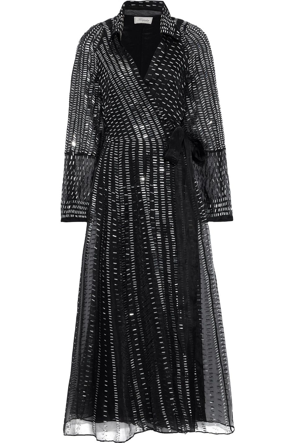sequin midi wrap dress