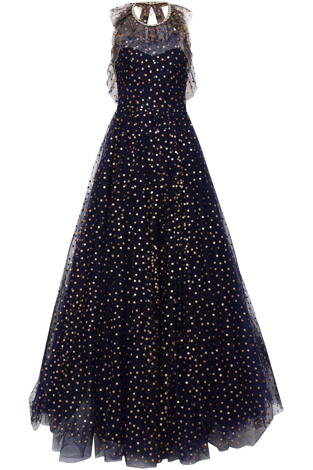 white polka dot tulle dress