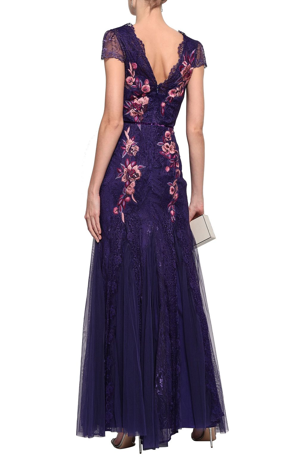 marchesa off shoulder fully embellished tulle gown