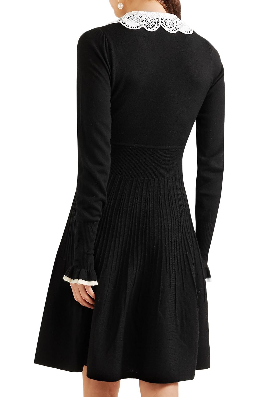 TEMPERLEY LONDON Guipure lace-trimmed merino wool dress