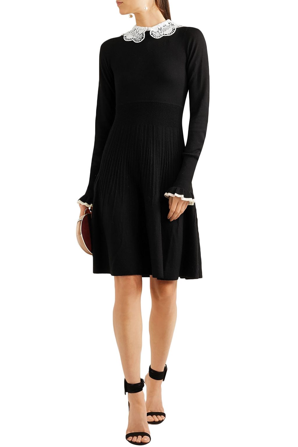 TEMPERLEY LONDON Guipure lace-trimmed merino wool dress