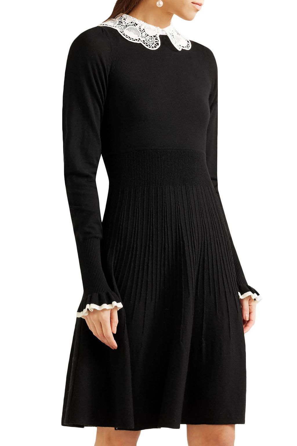 TEMPERLEY LONDON Guipure lace-trimmed merino wool dress