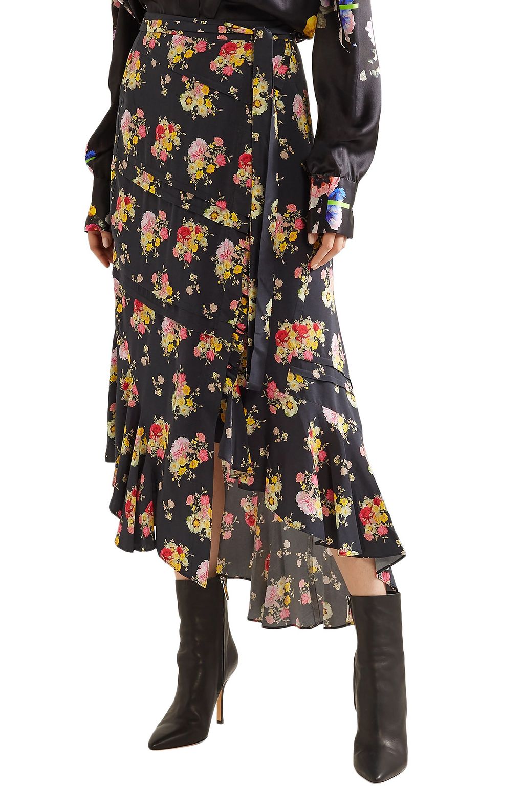 PREEN LINE Sibyll floral-print crepe de chine midi wrap skirt