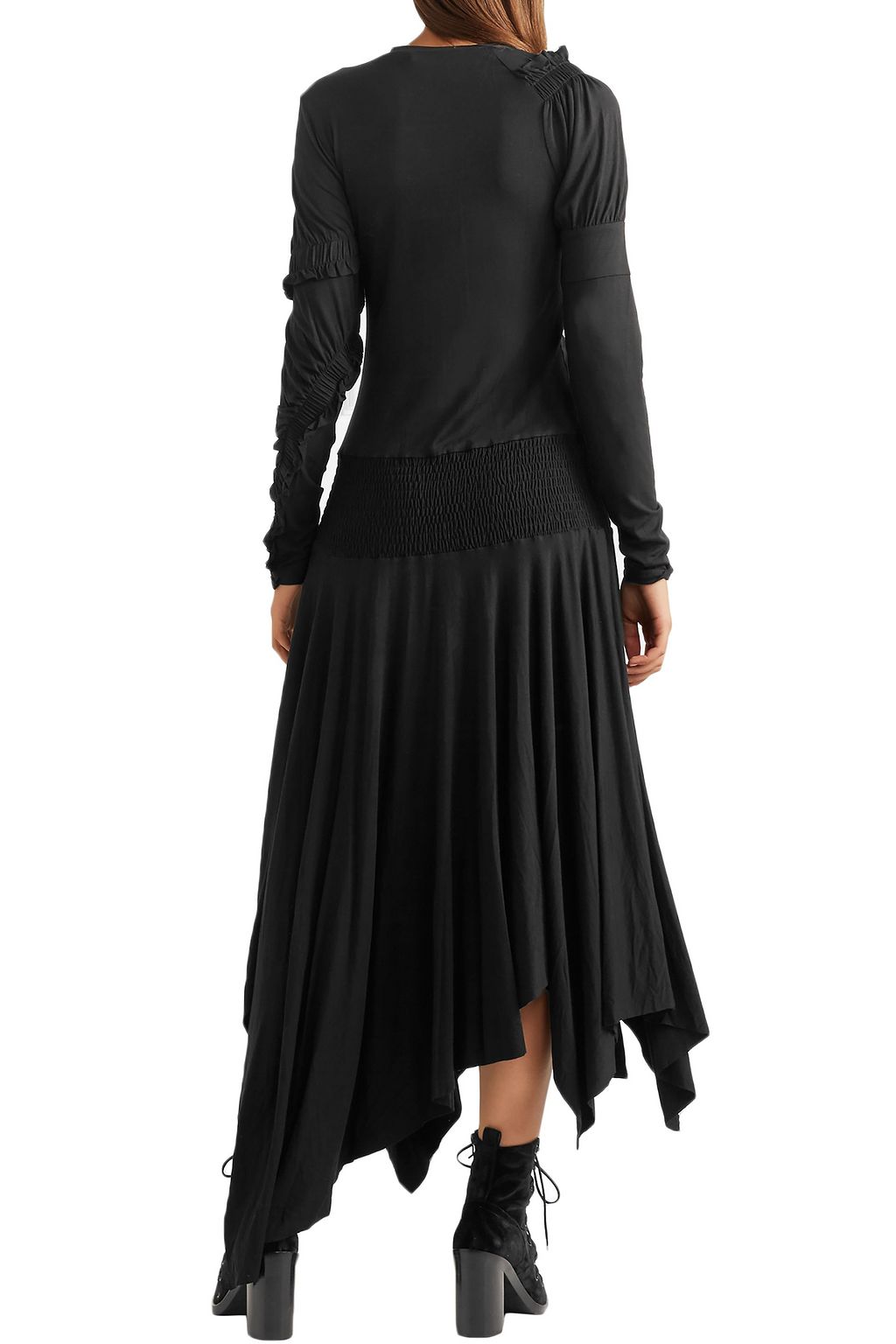 PREEN LINE Estela asymmetric ruched stretch-cotton jersey midi dress