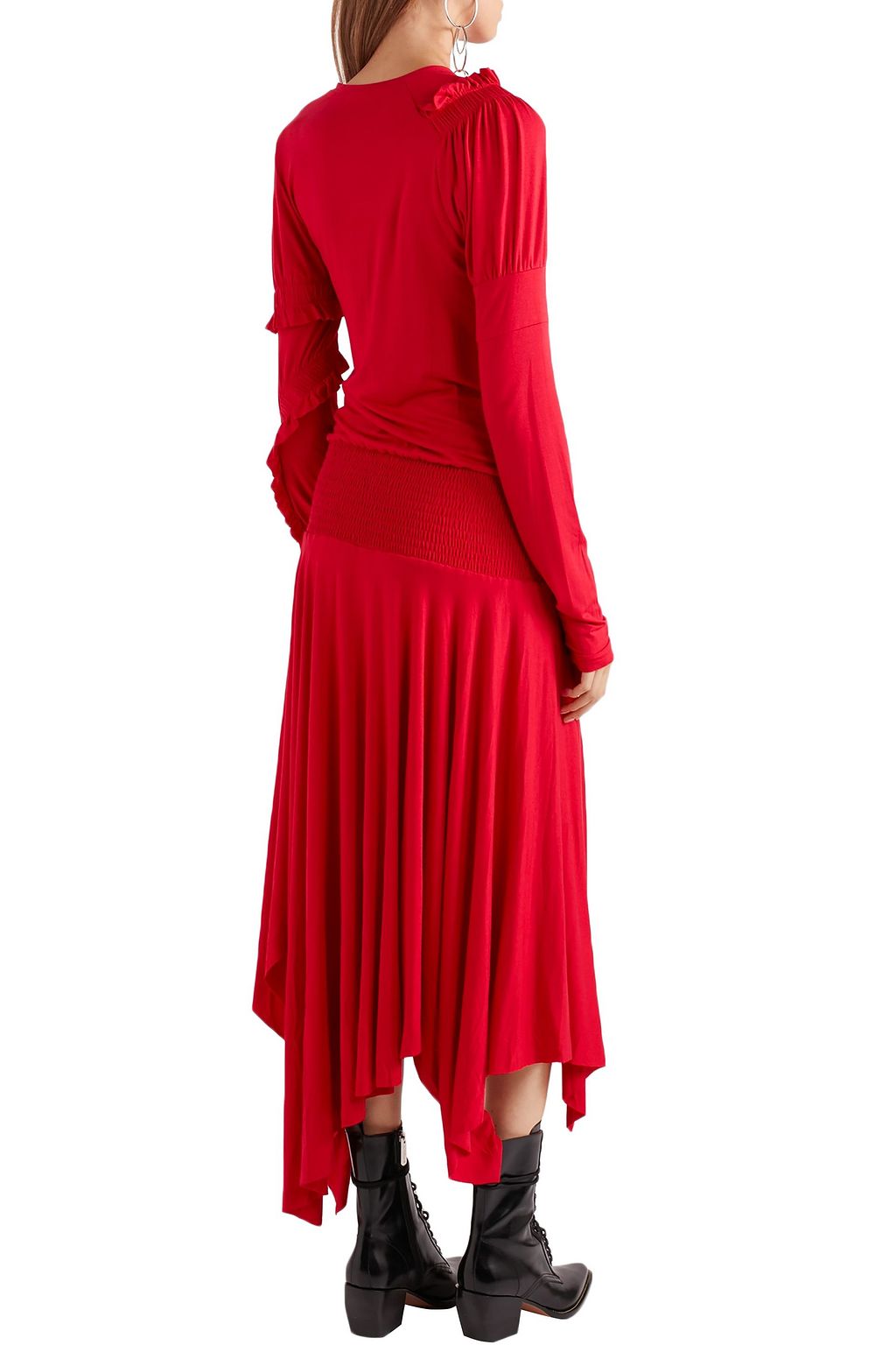 PREEN LINE Estela asymmetric ruched stretch-cotton jersey midi dress