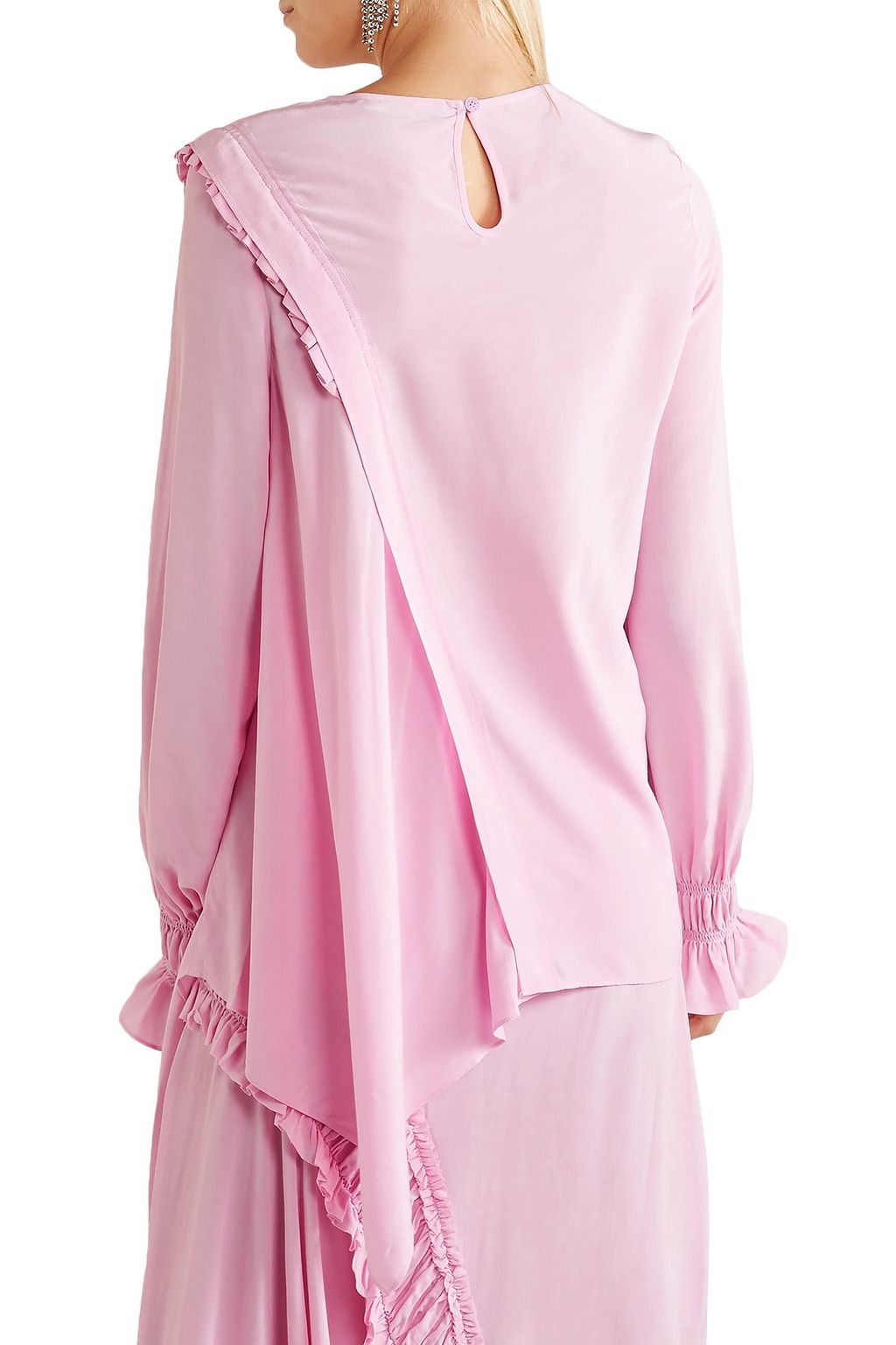 PREEN LINE Pleated crepe de chine blouse