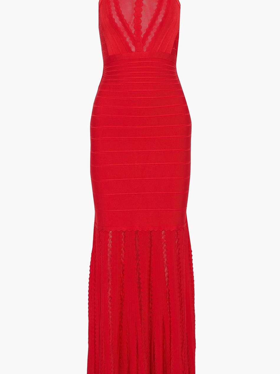 burnout-effect bandage halterneck gown