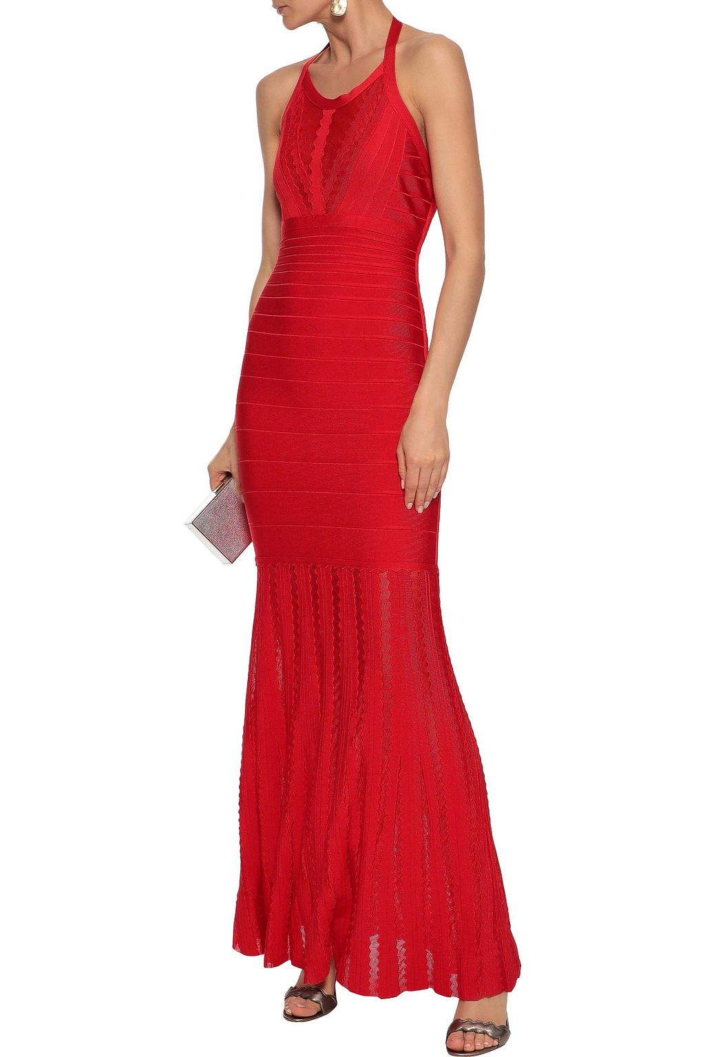 HERVÉ LÉGER Burnout-effect bandage halterneck gown