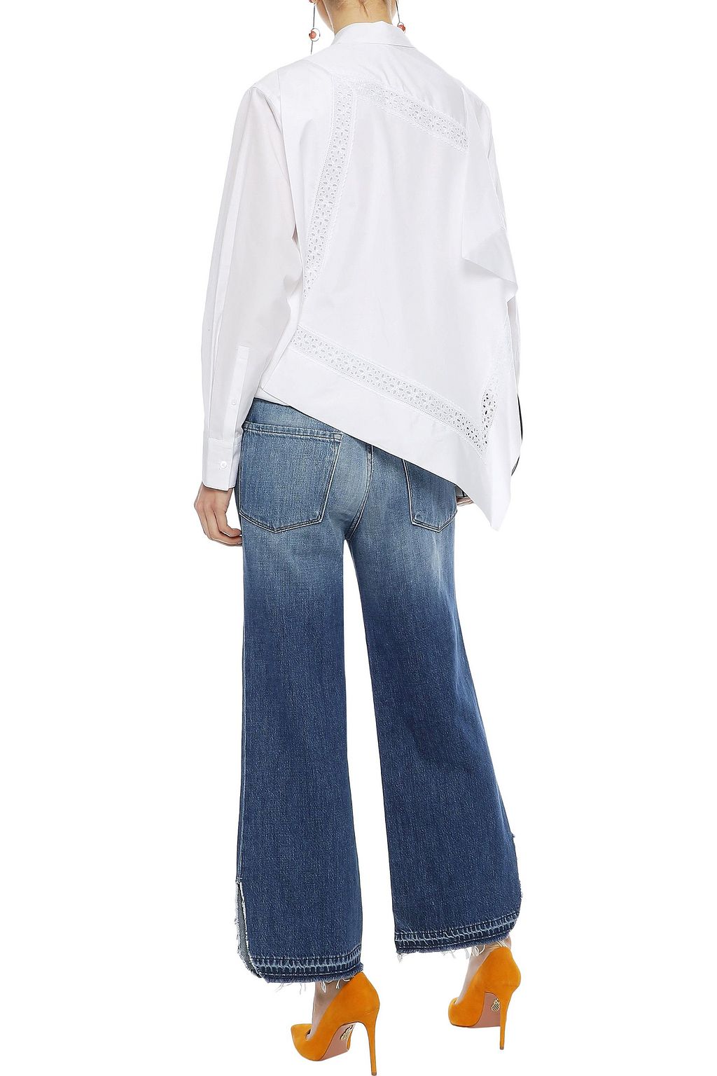 J BRAND Distressed mid-rise wide-leg jeans