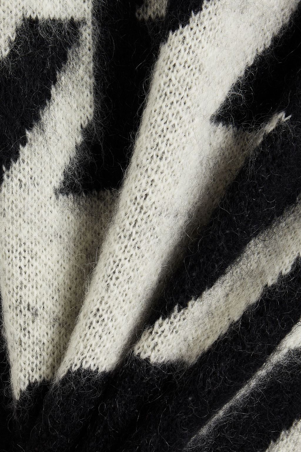 MCQUEEN Asymmetric houndstooth mohair-blend turtleneck sweater