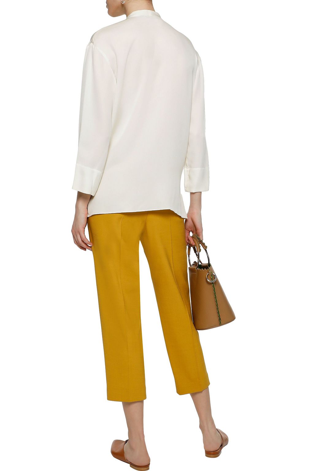 THEORY Pussy-bow wrap-effect silk-charmeuse blouse