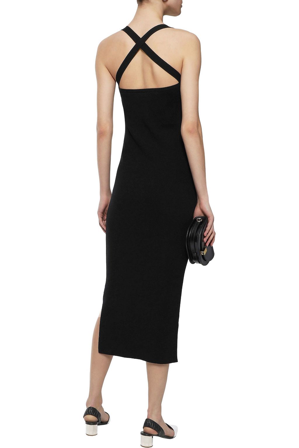 THEORY Tiedetailed ribbedknit midi dress THE