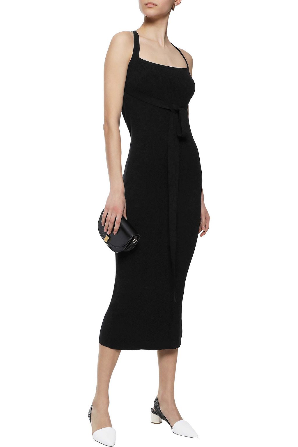 THEORY Tiedetailed ribbedknit midi dress THE