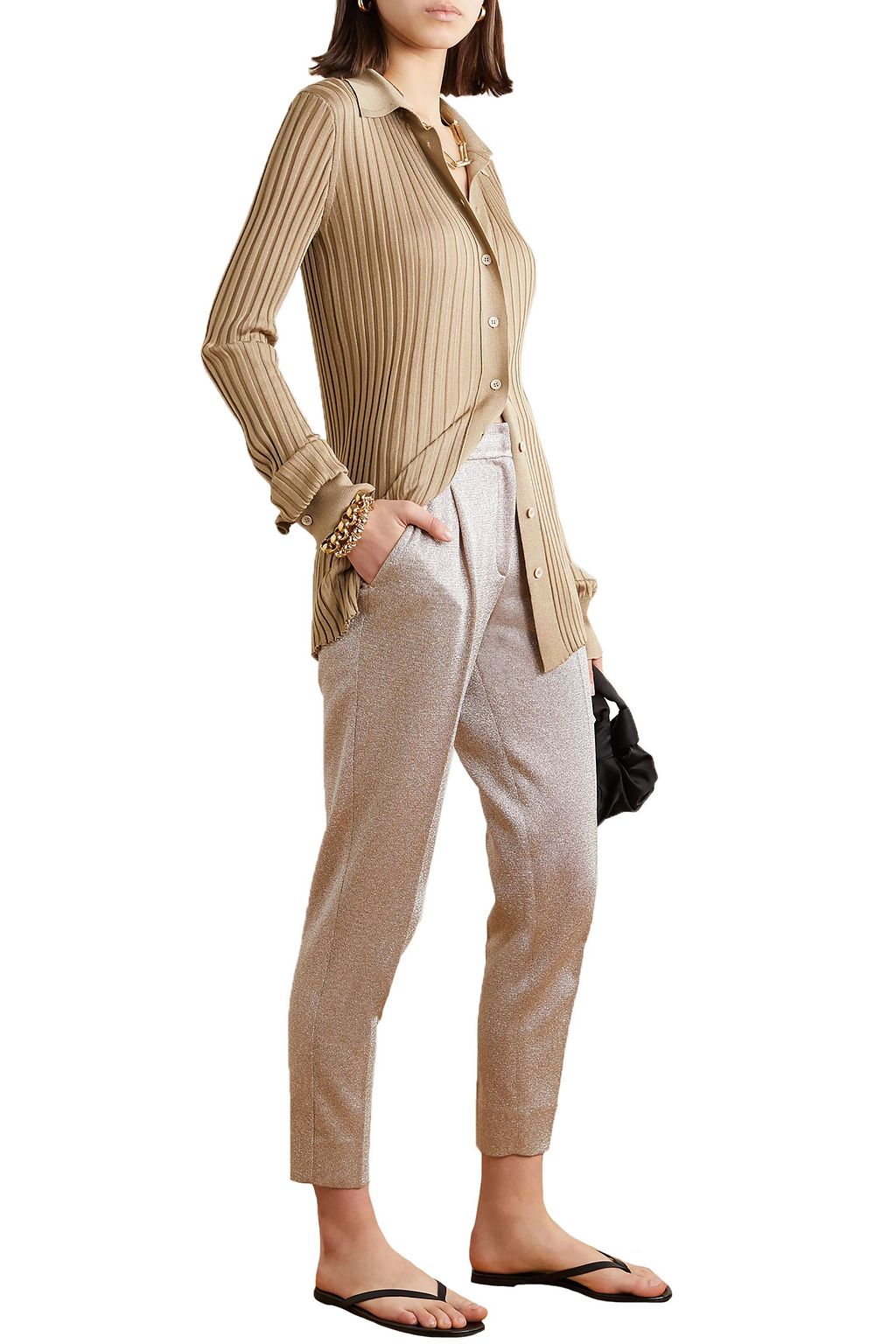 MISSONI Metallic stretch-knit tapered pants