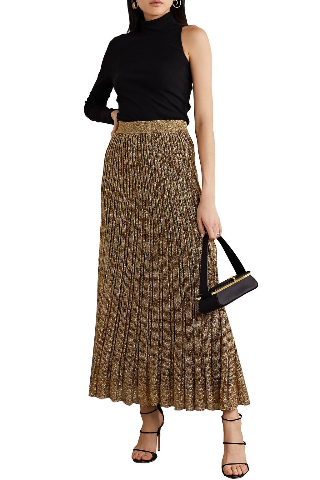 MISSONI Metallic ribbed crochet-knit midi skirt