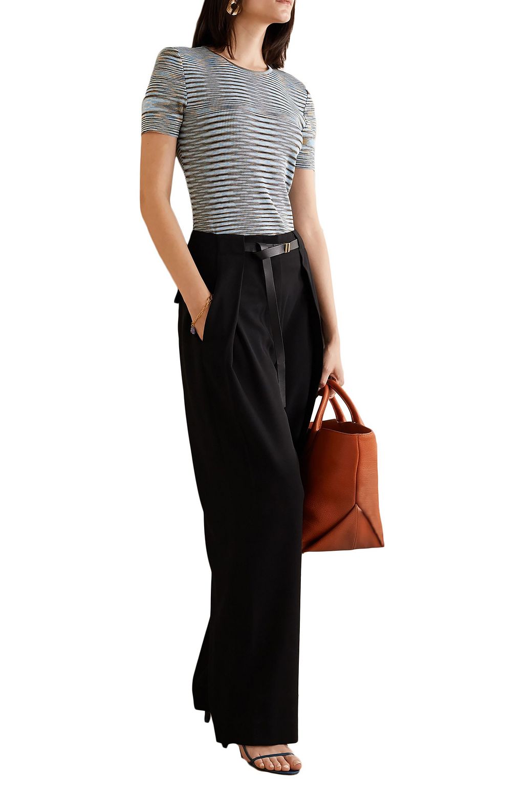 MISSONI Striped crochet-knit cotton top