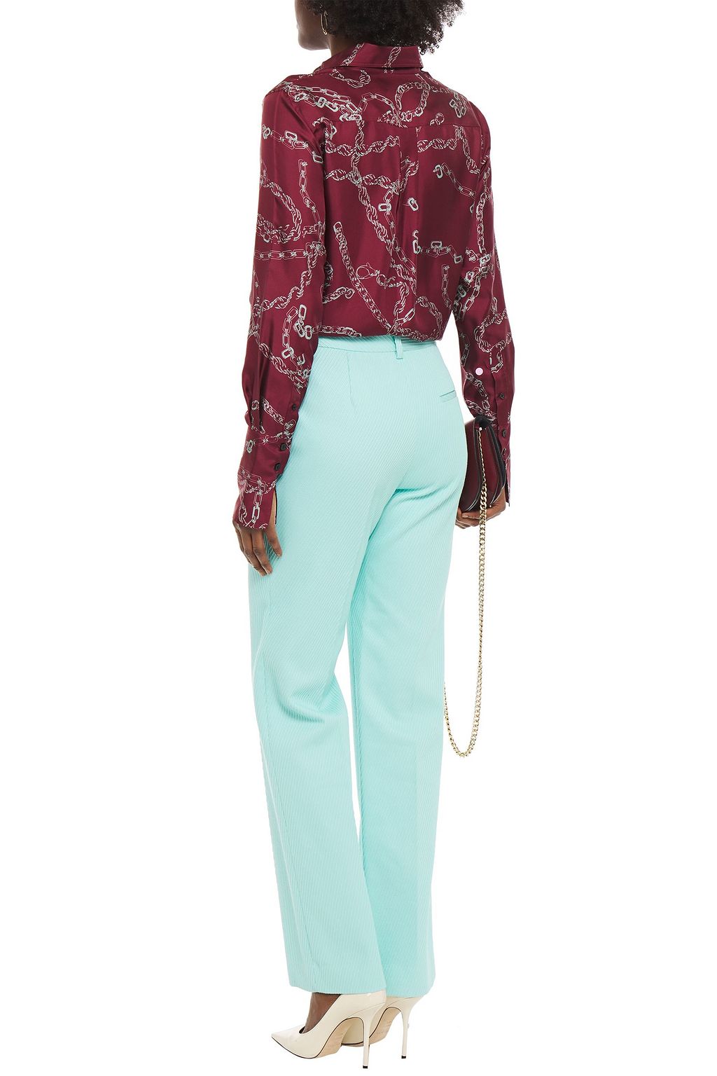 VICTORIA BECKHAM Textured cotton-drill straight-leg pants