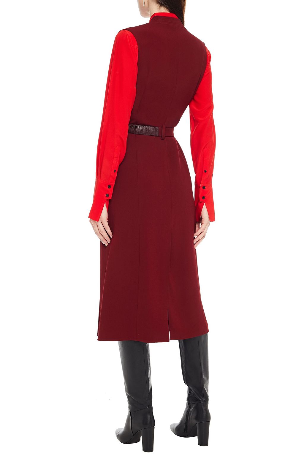 VICTORIA BECKHAM Belted pleated crepe midi dress