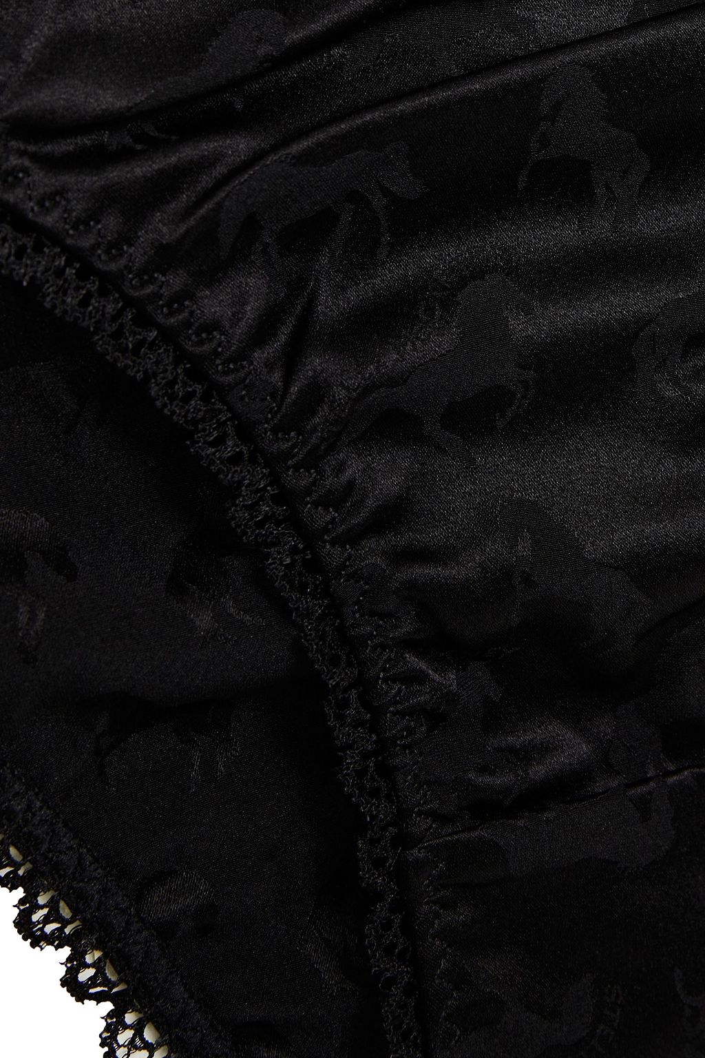 STELLA MCCARTNEY Gloria Sprinting lace-trimmed silk-blend satin-jacquard low-rise briefs