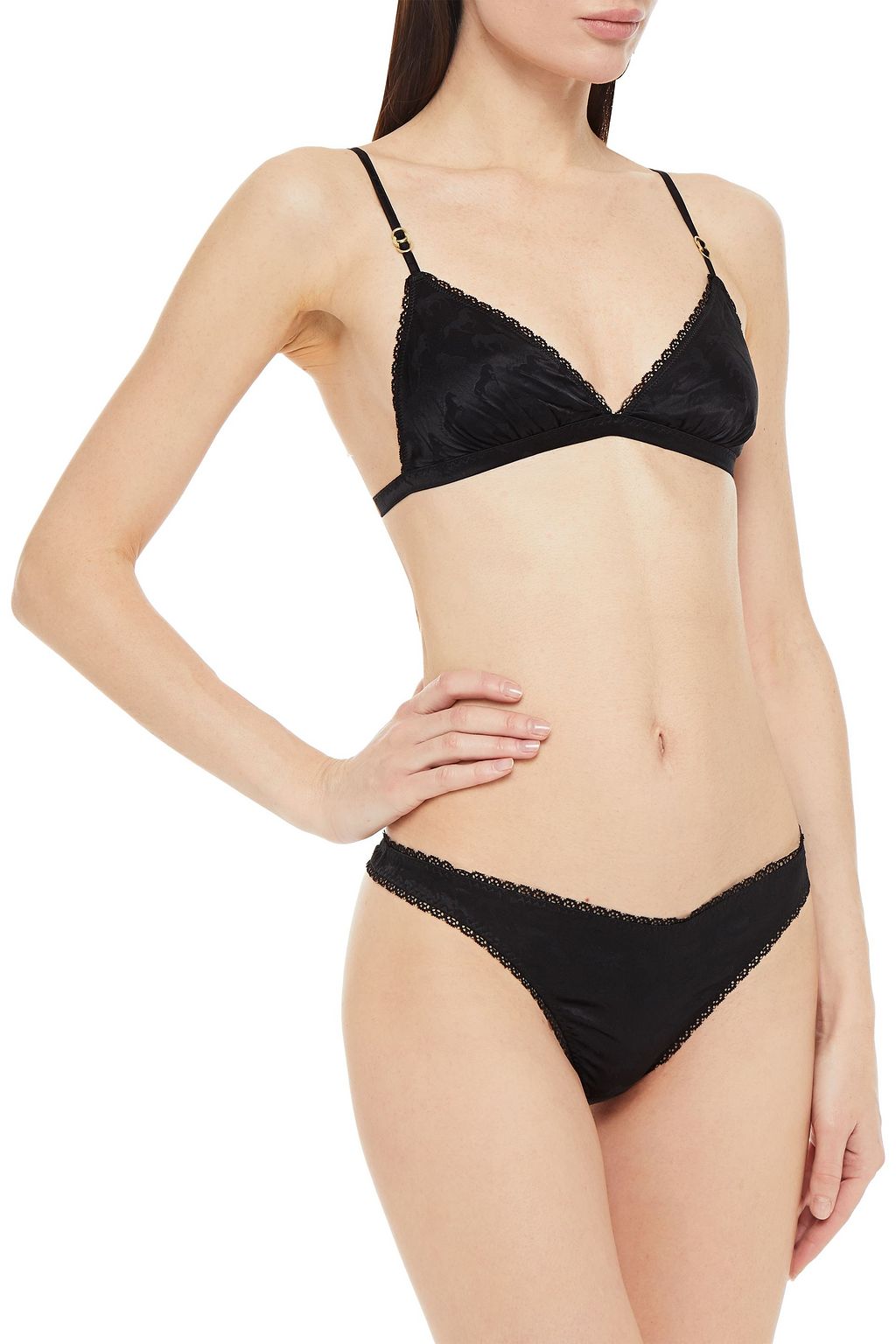 STELLA MCCARTNEY Gloria Sprinting stretch-silk satin-jacquard low-rise thong