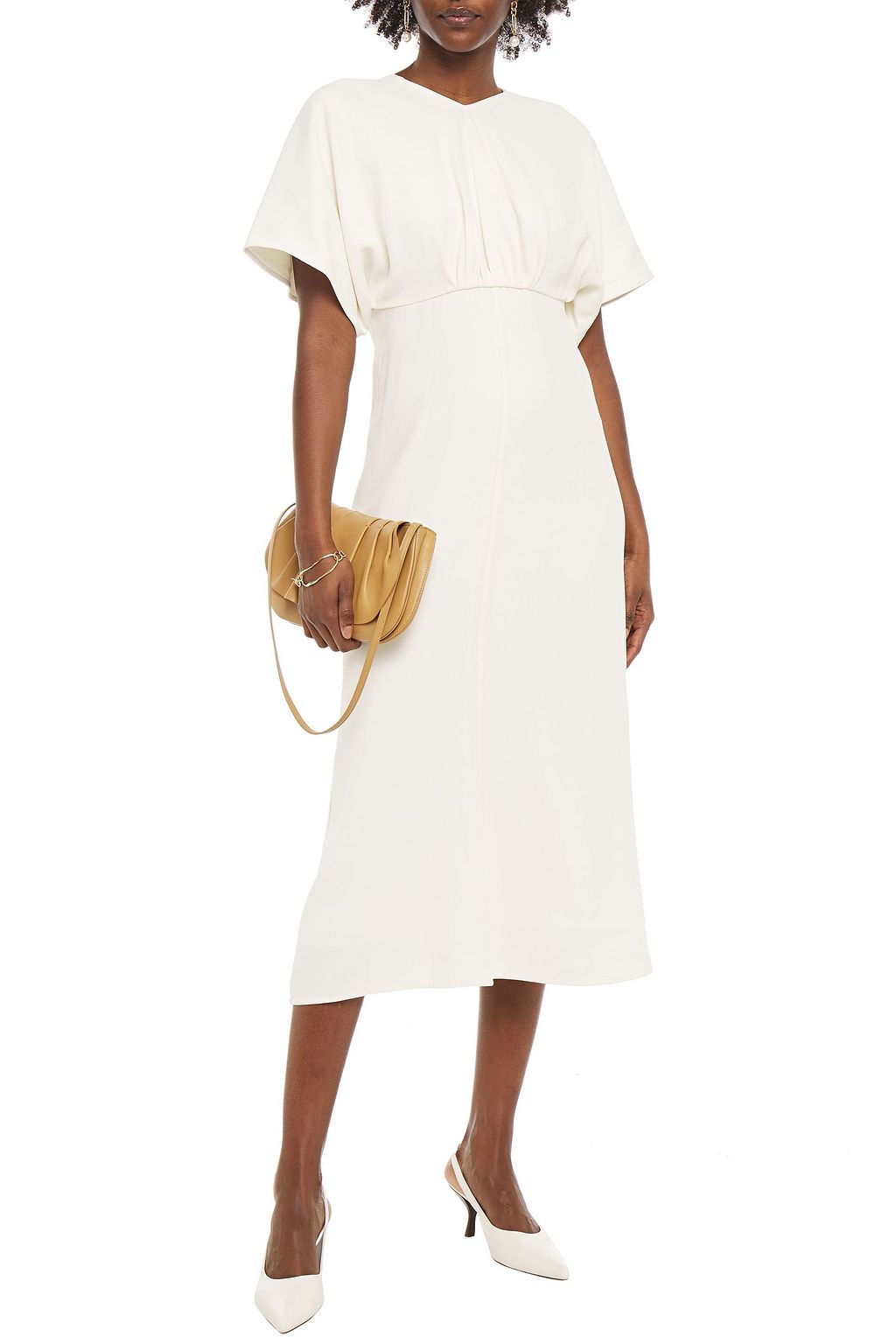 VICTORIA BECKHAM Gathered crepe midi dress